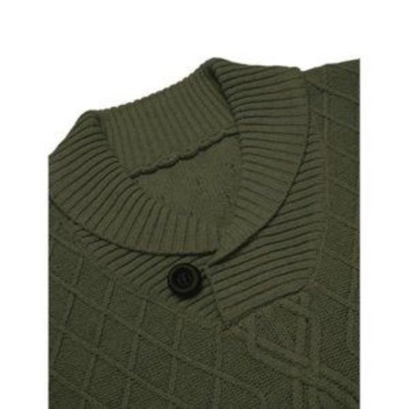 New Men's Sweater Cable Knitted Pullover Green - Picture 2 of 6